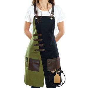 Free Custom Engraved Leather Apron, Personalized Chef Apron, Barber Apron, Water-Resistant Kitchen Apron, Unique Gift for Tattoo Artists