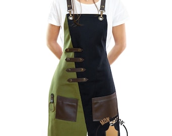 Free Custom Engraved Leather Apron, Personalized Chef Apron, Barber Apron, Water-Resistant Kitchen Apron, Unique Gift for Tattoo Artists