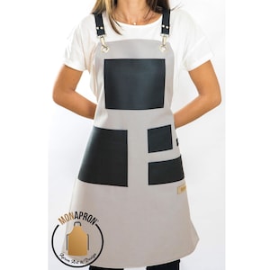 Free Monogram For Women Apron Gift for Her Barista Apron Kitchen Apron Gift For Teacher Hairdresser Apron Cotton Apron Faux Leather Straps