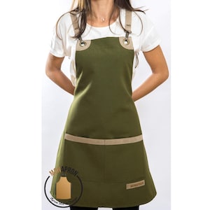 Free Monogram For Women Apron Gift for Her Barista Apron Kitchen Apron Gift For Teacher Hairdresser Apron Cotton Apron Faux Leather Straps