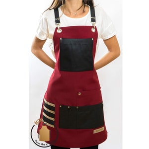 Free Monogram Heavy Duty apron gift for her Barista Apron bbq Apron Barber Apron Crossback Apron Adjustable Faux Leather Straps