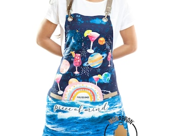 Mixologist Cocktail Personized Apron Women Men Bartender, Chef and Work Apron Adjustable Straps S-XL