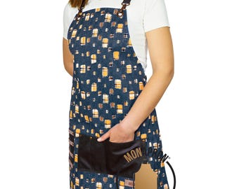 Personalized Faux Leather Apron Women Men Water Repellent Barber with Adjustable Straps Unisex S-XL