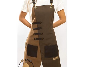 Free Monogram Heavy Duty apron Gift for her Barista Apron bbq Apron Barber Apron Crossback Apron Adjustable Faux Leather Straps