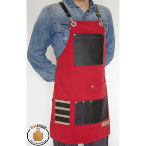 Free Personalization Heavy Duty Apron Extra Pocket Design for Men Barista Apron bbq Apron Crossback Apron Adjustable Faux Leather Straps
