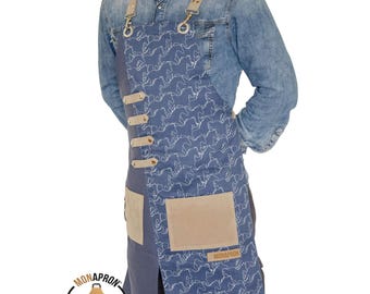 Custom Logo Apron for Men Women | Adjustable Leather Straps | Durable Canvas Barista & Chef Apron