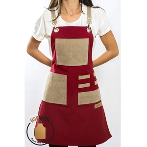 Free Monogram For Women Apron Gift for Her Barista Apron Kitchen Apron Gift For Teacher Hairdresser Apron Cotton Apron Faux Leather Straps