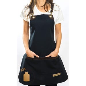 Free Monogram For Women Apron Gift for Her Barista Apron Kitchen Apron Gift For Teacher Hairdresser Apron Cotton Apron Faux Leather Straps