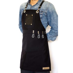 Free Monogram Heavy Duty Apron Extra Pocket Design for Men Barista Apron bbq Apron Crossback Apron Adjustable Faux Leather Straps
