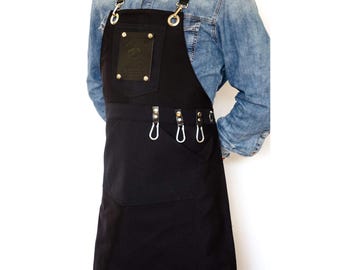 Monogram Apron: Heavy Duty Crossback with Faux Leather Straps