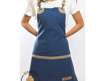 Custom Cotton Apron Women Men Pockets Adjustable Waterproof Teacher Barista Gardening Florist Unisex S-XL