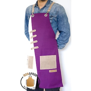 Free Personalization Heavy Duty Apron Extra Pocket Design for Men Barista Apron bbq Apron Crossback Apron Adjustable Faux Leather Straps
