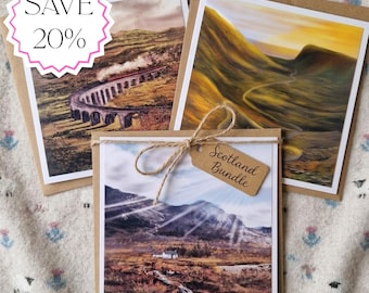 Scottish Highlands Art Card Bundle |  Greeting Cards | Eco-Friendly Blank Cards | Cottagecore Gift