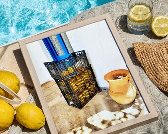 Greek Lemon Art Print: Kalymnos Travel Poster