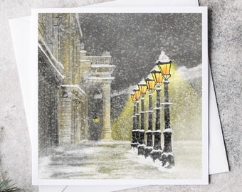 Newcastle Theatre Royal Christmas Card – Snowy Winter Scene, Grey Street