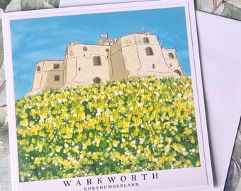 Warkworth Castle Greeting Card: Northumberland Daffodils Art Print