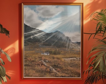 Glencoe Scotland Art Print: Highland Cottage Landscape