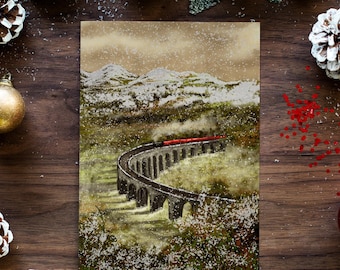 Glenfinnan Viaduct Christmas Art Print: Scottish Highlands Winter Landscape