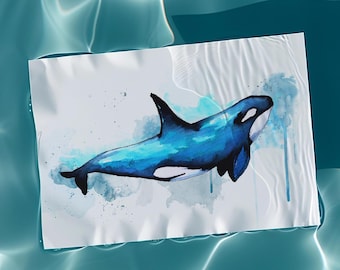 Killer Whale Watercolour Art Print / Animal Painting / Wall art poster / Home decor