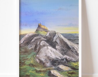 Lindisfarne Castle Art Print: Northumberland Coastal Oil Painting