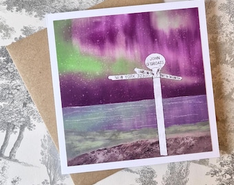 John O'Groats Aurora Art Card: Scottish Highlands NC500