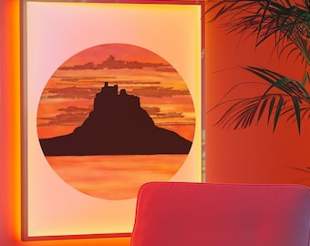 Lindisfarne Sunset Art Print: Northumberland Coast Wall Decor