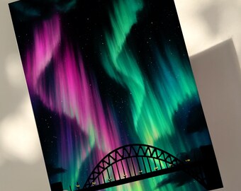 Tyne Bridge Aurora Art Print | Newcastle Northern Lights Poster