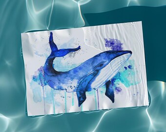Blue Whale Watercolour Art Print / Animal Painting / Wall art poster / Home decor