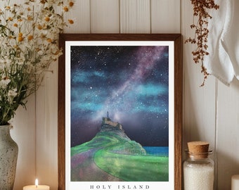Lindisfarne Castle Milky Way Print: Northumberland Starry Night Wall Art