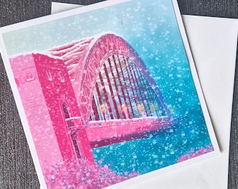 Tyne Bridge Christmas Card: Newcastle Festive Snow Scene