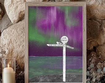 John O'Groats Aurora Print: Scottish Highlands Scenic Wall Art
