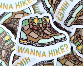 Wanna Hike Sticker – Waterproof Vinyl Decal for Outdoor Adventures