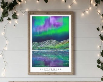 Aurora Over Buttermere Print: Lake District Starry Night Art