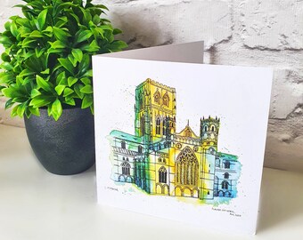 Greetings Card of Durham Cathedral Watercolour / Urban Sketch / Urban Painting