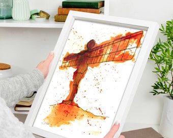 Angel of the North Watercolour Print: Newcastle Gateshead Wall Art