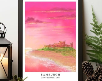 Bamburgh Castle Sunrise Art Print – Northumberland Coastal Landscape