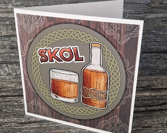 Viking SKOL Whiskey Card: Norse Mythology Celtic Knotwork Gift