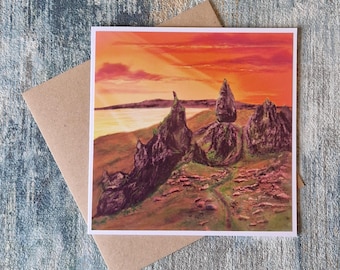 Old Man of Storr Sunset Card: Isle of Skye Adventure (Blank Inside)