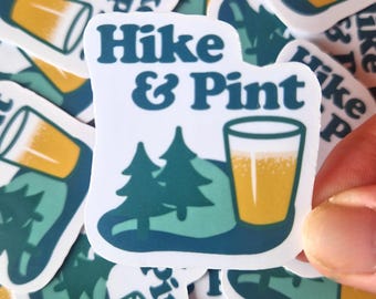 Hike and Pint Sticker – Waterproof Vinyl Decal for Outdoor Adventures
