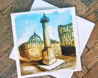 Newcastle Art Card: Waterstones Building Print, Vibrant City Artwork