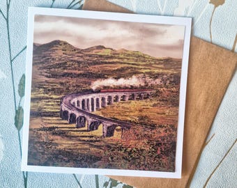 Glenfinnan Viaduct Card | Scottish Landscape / art print / Hogwarts Express