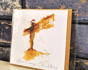 Angel of the North Christmas Card: Newcastle Watercolor Art