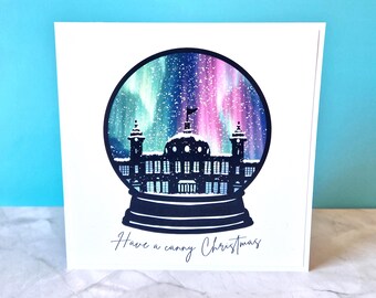 Whitle Bay Spanish City Christmas Card – Snowglobe, Aurora Northern Lights, North East Greeting