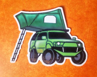 Tentbox Car Camping Sticker – Rooftop Tent Illustration for Campers, Hikers & Outdoor Lovers | Waterproof Vinyl