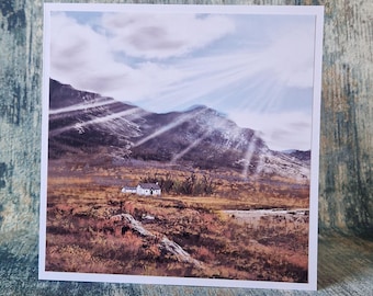 Glencoe Scotland Greeting Card: Wee White House, Highlands Art