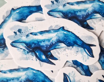 Watercolor Humpback Whale Sticker – Waterproof Vinyl Ocean Decal