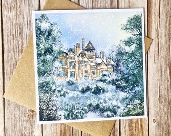 Cragside Christmas Card | Northumberland Landscape / art print / north east artwork / Greeting card