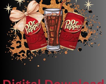 Dr Pepper Bow Glitter Digital Download/ PNG/JPG