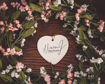 Valentine's Day - Ornament Mockup - Porcelain Heart - Sublimation Blank - Cricut - Graphic Design Template - Digital JPEG - Stock Photo