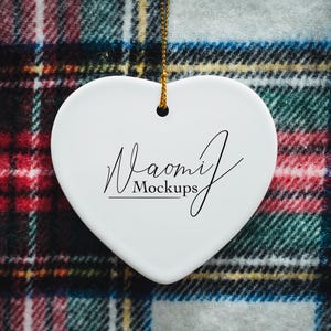 Ornament Mockup - Porcelain Heart - Sublimation Blank - Cricut - Graphic Design Template - Digital JPEG - SVG - Stock Photo - Christmas